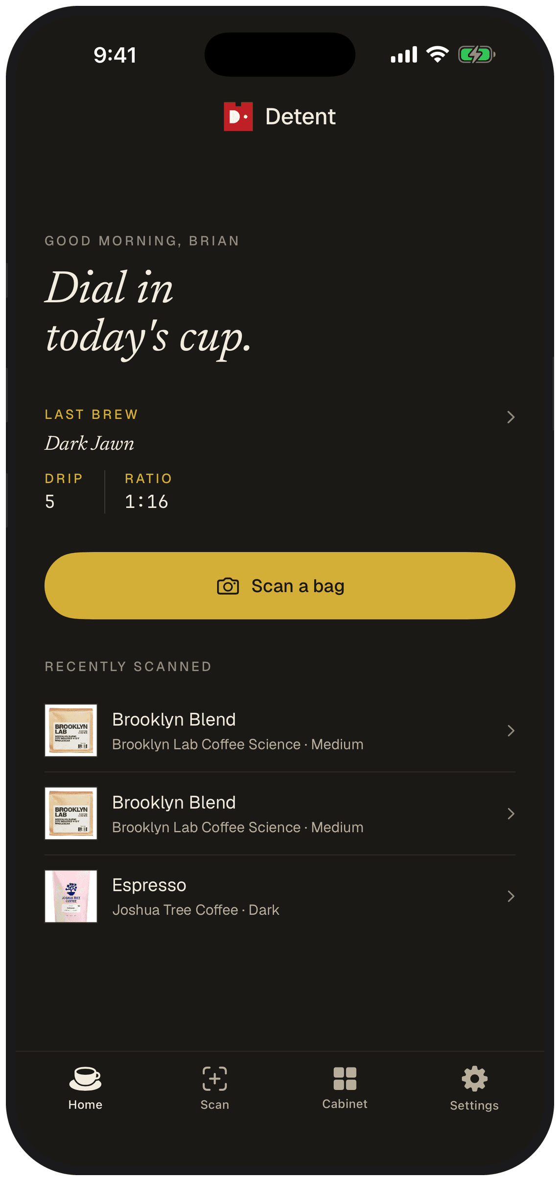 Detent home screen