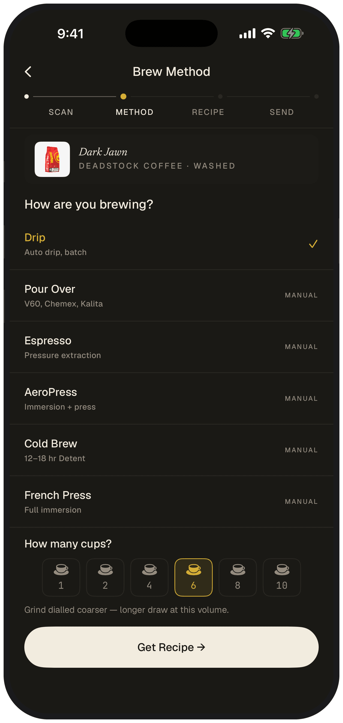 Brew method selection
